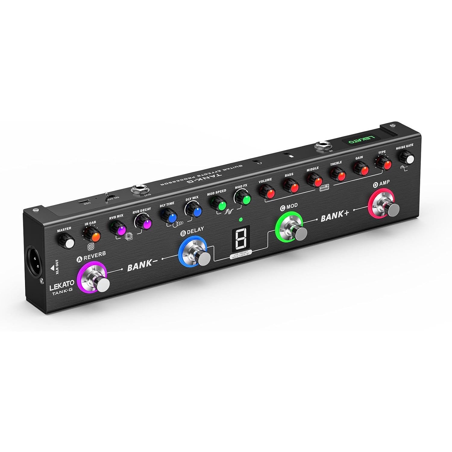 LEKATO Multi-Effect Guitar Pedal with 36 Editable Presets, Bluetooth, Built‑In Battery
